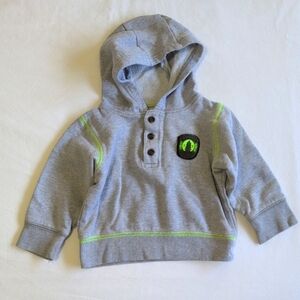 carter's comfy gray henley style hoodie sweatshirt 18 months baby boy